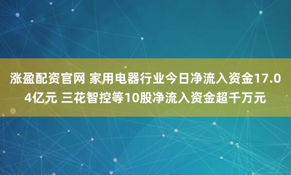 涨盈配资官网 家用电器行业今日净流入资金17.04亿元 三花智控等10股净流入资金超千万元