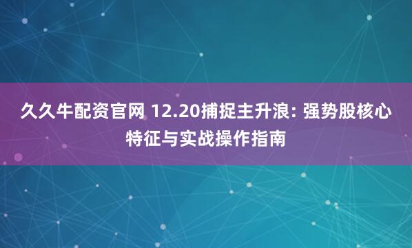 久久牛配资官网 12.20捕捉主升浪: 强势股核心特征与实战操作指南